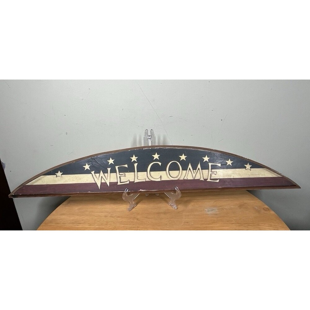 Vtg Interior Accents Americana Collection Welcome Plague 30" Primitive Farmhouse
